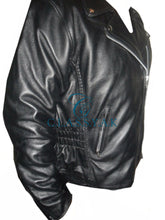 Motorcycle Genuine Leather Jacket Men Biker - Naked Cowhide